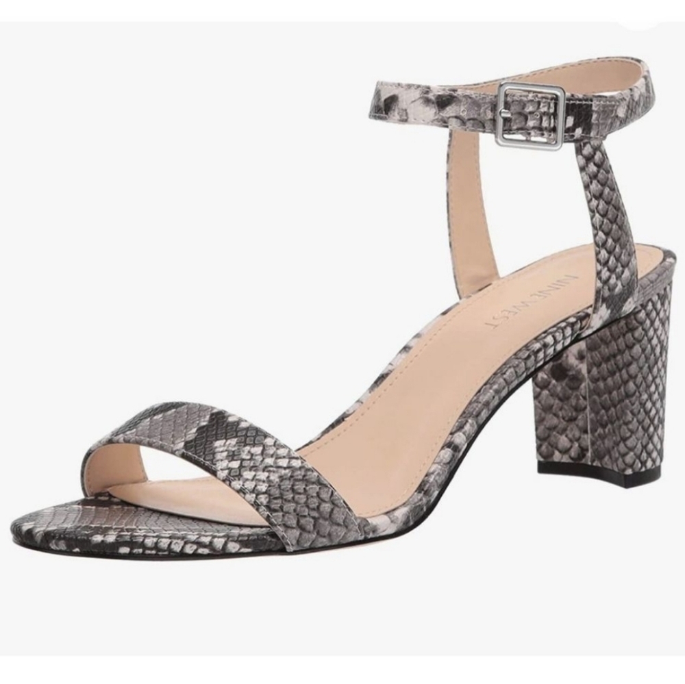 New Nine West Pixel Block Heel Python Print Sandal - image 1